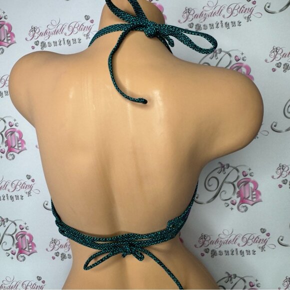 Shade & shore bikini top paisley print tassle bright dotted gold beads 34DD boho - Picture 2 of 13